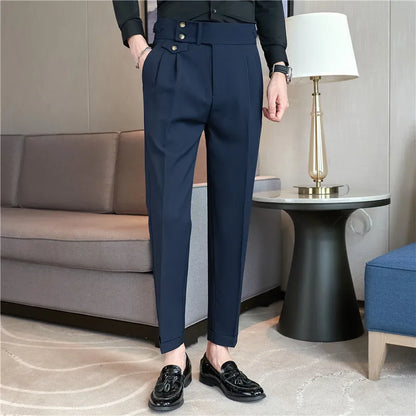 High-Waist Formal Pleated Dress Pants