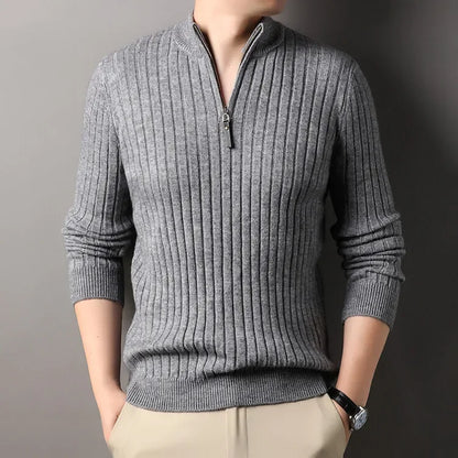 Ribbed Knit Quarter-Zip