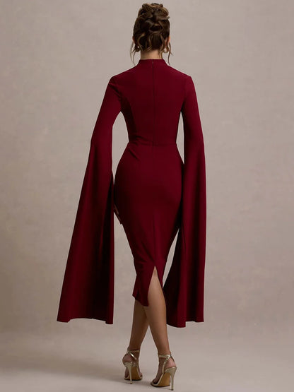 Cape-Sleeved Statement Dress