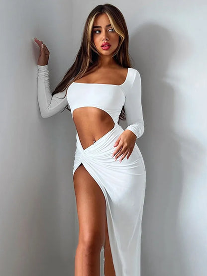 Slit Ruched Beach Dress