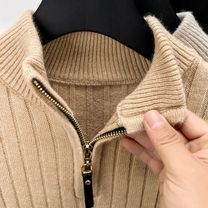 Ribbed Knit Quarter-Zip