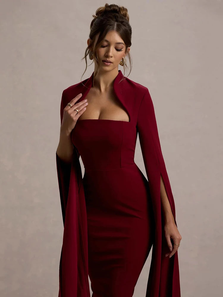 Cape-Sleeved Statement Dress