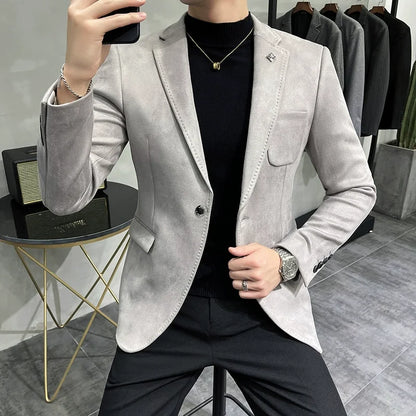 Slim Fit Deerskin Fleece Blazer