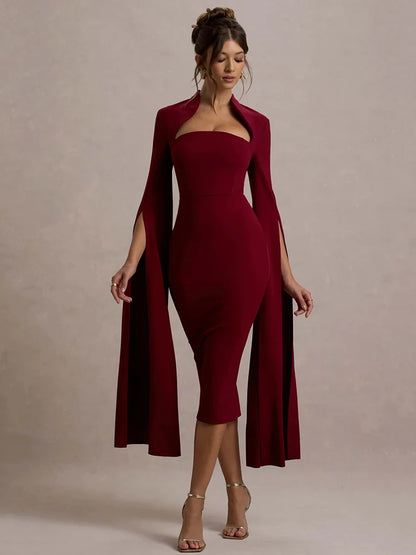 Cape-Sleeved Statement Dress