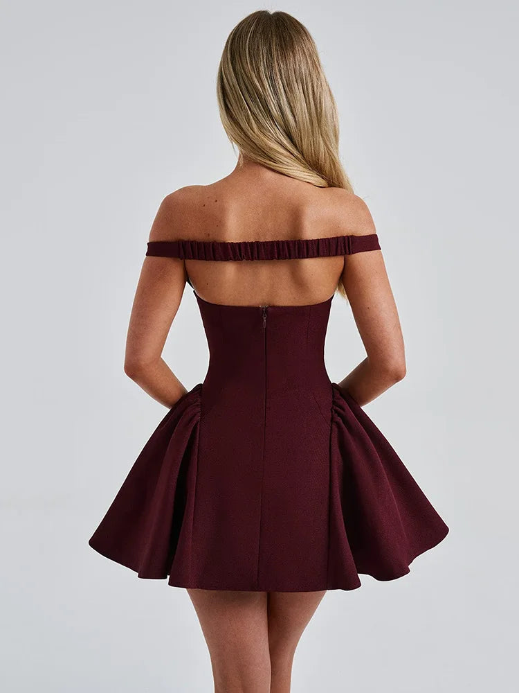 Veloura Wine Mini Dress