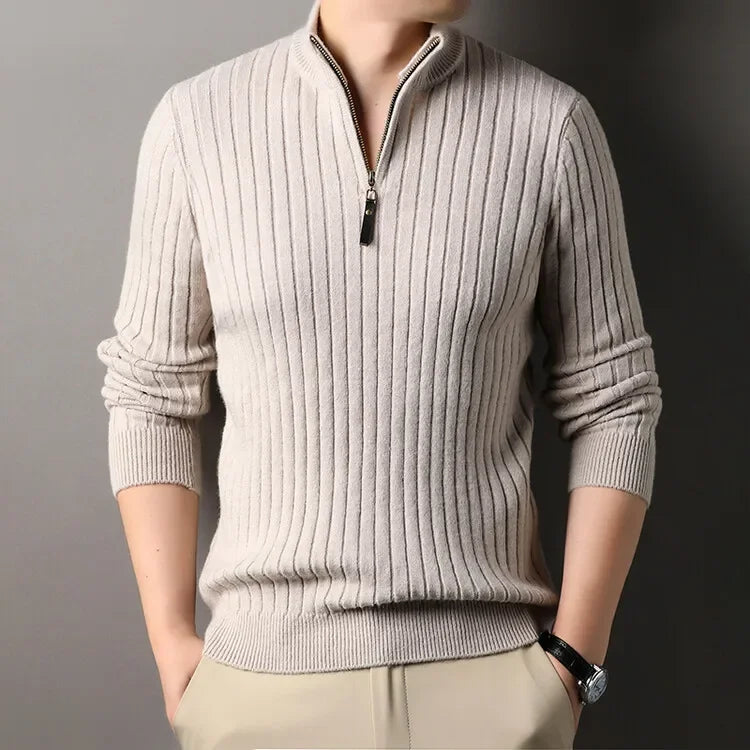 Ribbed Knit Quarter-Zip