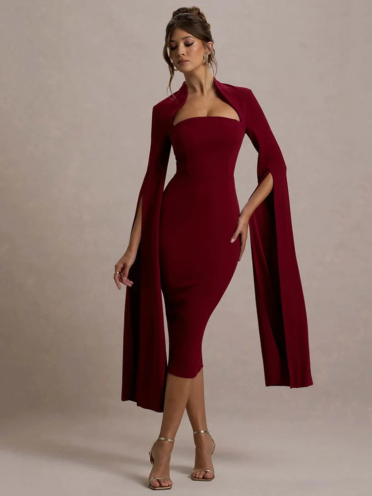 Cape-Sleeved Statement Dress