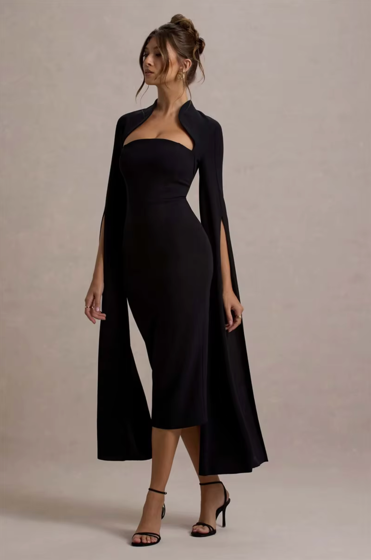 Cape-Sleeved Statement Dress