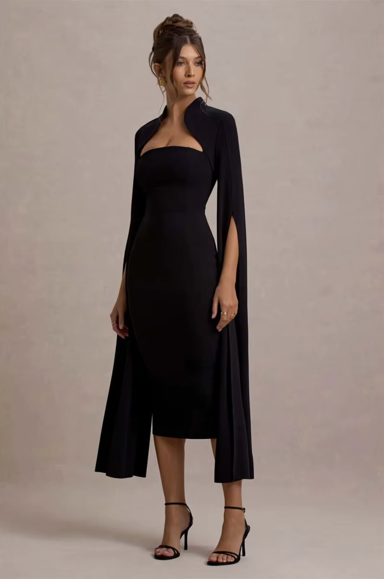 Cape-Sleeved Statement Dress