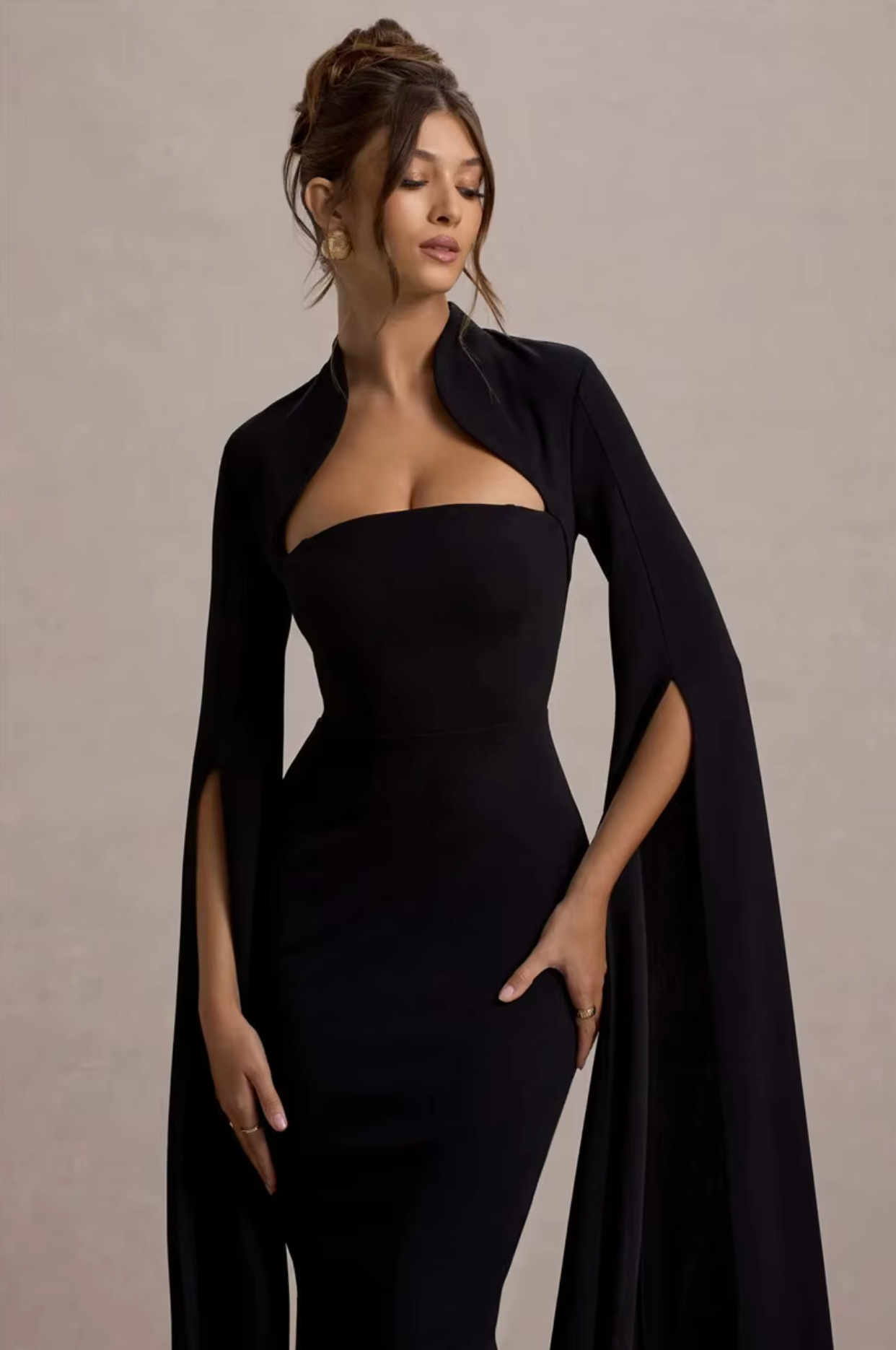 Cape-Sleeved Statement Dress