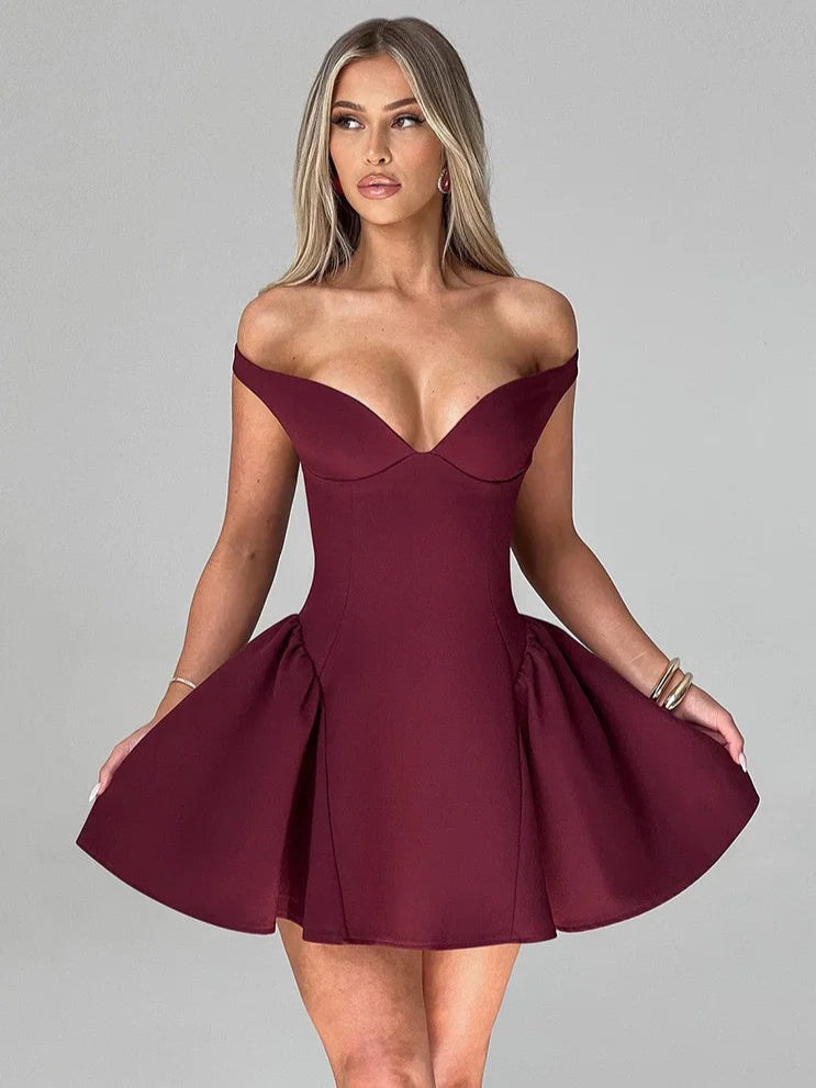 Veloura Wine Mini Dress