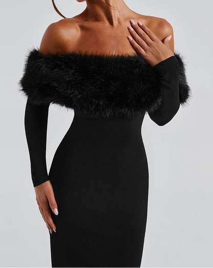 Velvet Noir Fur Dress